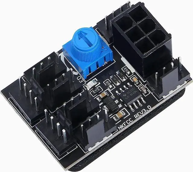 Main image of MEIRIYFA 3 Pin 4 Pin Fan Adapter PWM PC Chassis Cooling Fan Hub 8 Way Splitter DC12V Speed Controller with 6 Pin Power Port,Chassis Fan Pressure Regulating Governor