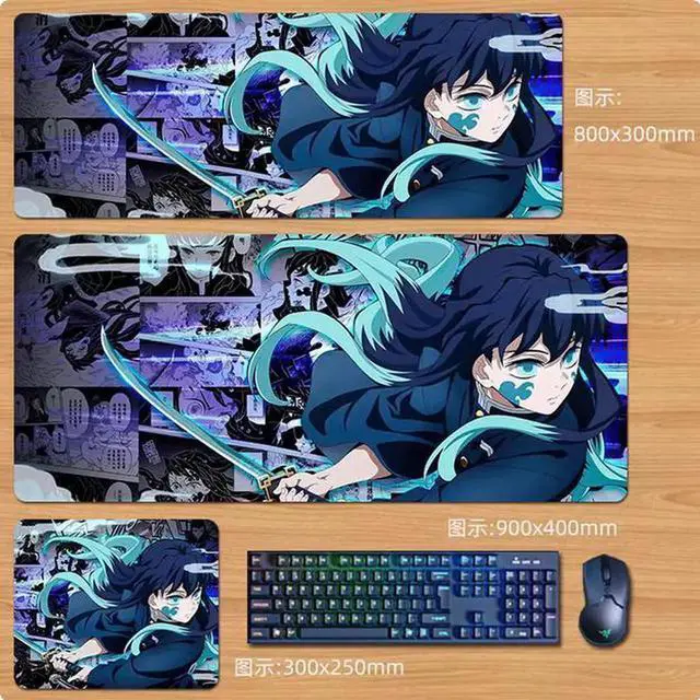 Main image of Anime Demon Slayer Tokitou Muichirou mouse pad Extended Gaming Mouse Pad with Stitched Edges, Large Mouse pad with Non-Slip Rubber Base for Work & Gaming, Office & Home 300*250mm