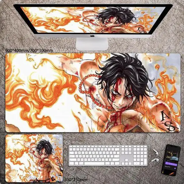 Main image of Anime One Piece Ace mouse pad Extended Gaming Mouse Pad with Stitched Edges, Large Mouse pad with Non-Slip Rubber Base for Work & Gaming, Office & Home 300*250mm