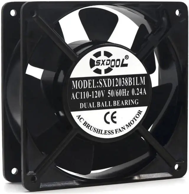 Alt view image 5 of 5 - 12cm AXIAL 1238 115V 120V AC 120mm x 38mm High Speed, for DIY Cooling Ventilation Exhaust Projects chassis case cabinets fan