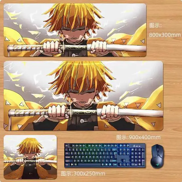 Main image of Anime Demon Slayer Agatsuma Zenitsu mouse pad Extended Gaming Mouse Pad with Stitched Edges, Large Mouse pad with Non-Slip Rubber Base for Work & Gaming, Office & Home 800*300mm