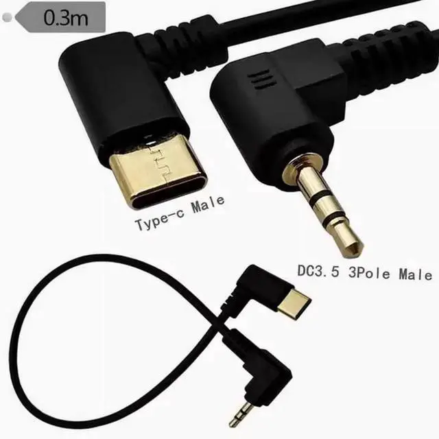 Alt view image 3 of 3 - Bend Type-c to 3.5mm male audio adapter cable Mobile phone car AUX speaker headphone cable