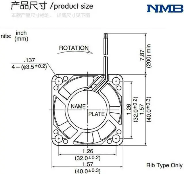 Alt view image 2 of 5 - 1608KL-05W-B39 24V 0.07/0.08A 4CM 3Wire FANUC special 4020 original NMB Cooling fan