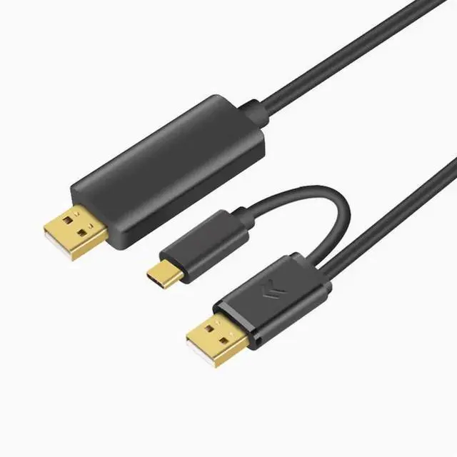 Main image of ONTEN USB copy cable, male-to-male, notebook data transfer and sharing, keyboard and mouse connection cable, two USB data cables, PC-to-computer data cable, transmission cable 3m