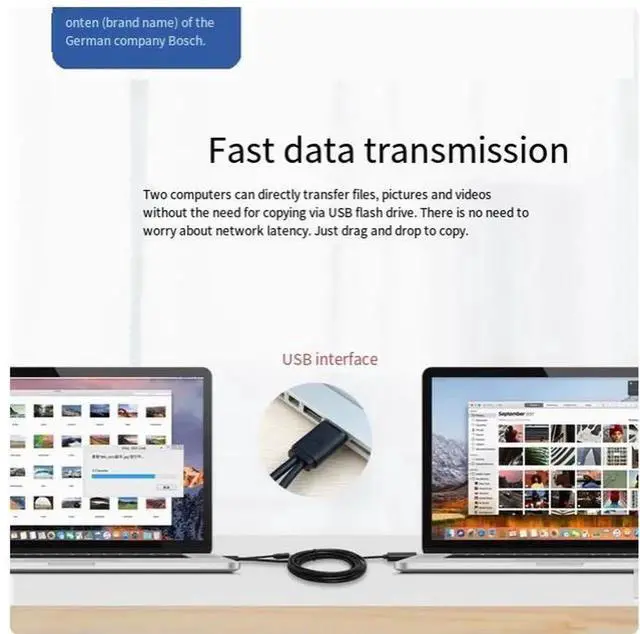 Alt view image 4 of 6 - ONTEN USB copy cable, male-to-male, notebook data transfer and sharing, keyboard and mouse connection cable, two USB data cables, PC-to-computer data cable, transmission cable 3m