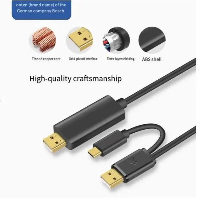 Alt view image 6 of 6 - ONTEN USB copy cable, male-to-male, notebook data transfer and sharing, keyboard and mouse connection cable, two USB data cables, PC-to-computer data cable, transmission cable 3m