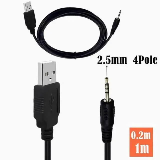 Main image of Bluetooth headphone charging cable USB to 2.5MM male MP3/MP4 download/charging/audio conversion data cable 1m