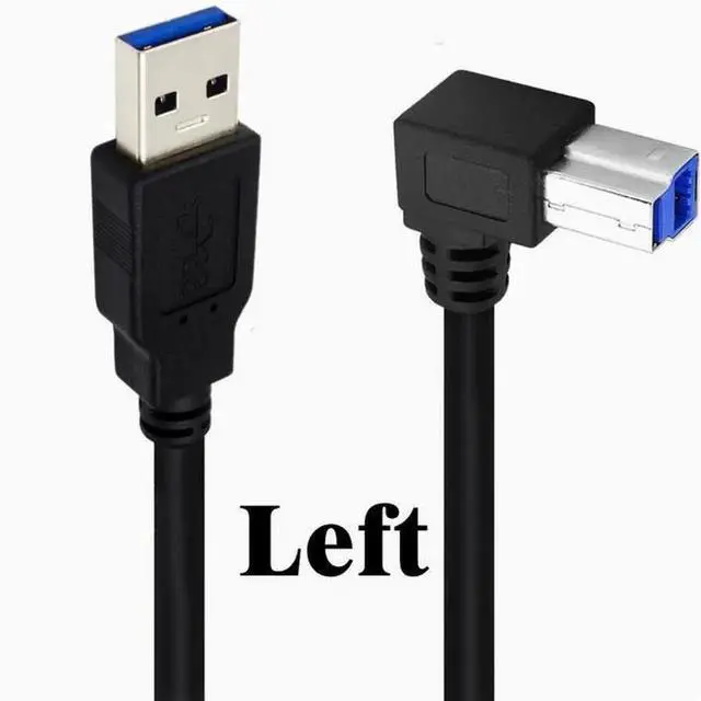 Main image of USB3.0 square port data cable A Revolution B male 90 degrees up and down left and right elbow hard disk box printer cable 0.5m Left Angle