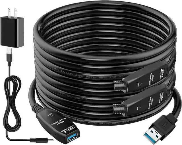 Main image of USB 3.0 Active Extension Cable 50FT, Long USB Type-A Male to Female Extender Cord, Built-in A Signal Booster Smart Chip, 5Gbps Transfer, for Printer, Xbox, Webcam, VR, Hard Drive, USB Hub