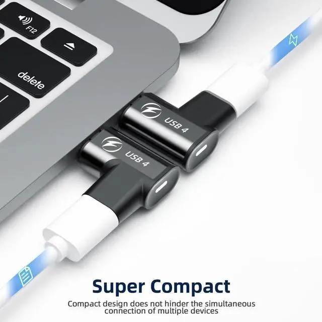 Alt view image 2 of 6 - 240W USB C Magnetic Adapter, [2 Pack] Magnetic USB C Adapter Right Angle 24Pin with USB 4 40Gbps 8K 60Hz Type-C Adapter for i-Phone 15 Series, Thunderbolt 3/4, MacBook Pro/Air and More Type C Devices