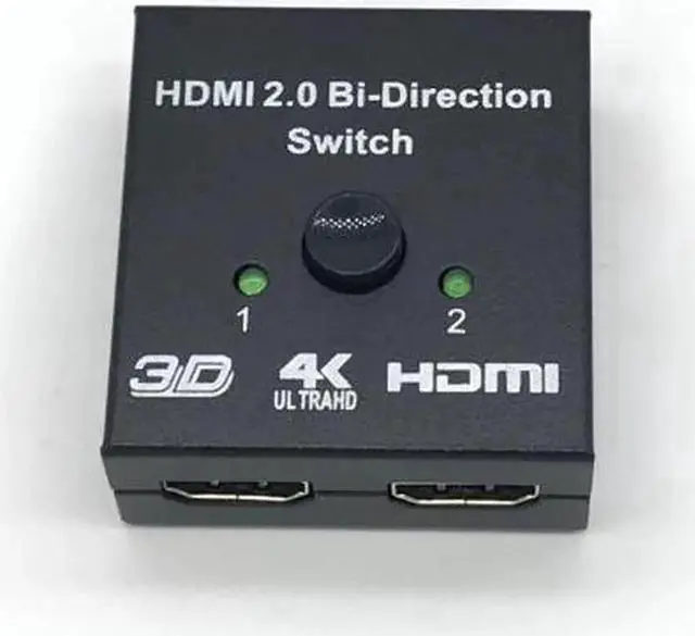 Alt view image 2 of 7 - 4K HDMI 4K 2 Ports Bi-Direction Switch, 2 x 1 / 1 x 2 Hub-HDCP Passthrough, Supports Ultra HD 4K, 3D, 1080P, 1080i, 720p, No power Source need - Black