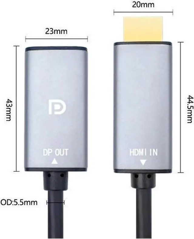 Alt view image 4 of 5 - 1ft HDMI to DisplayPort Adapter 4K@60Hz High Speed HDMI Male to DP Female Converter Cable Compatible for PC Graphics Card Laptop Mini NS PS5/4 Xbox One/360
