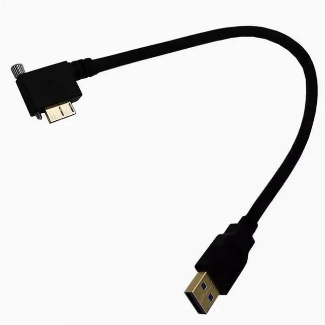 Alt view image 3 of 4 - Elbow industrial camera data cable USB3.0 turn Micro B up and down left and right bend with screw lock high-speed 5Gbps 1m Down Angle