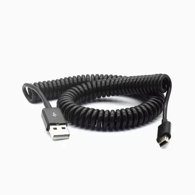 Alt view image 2 of 4 - Mini 5P retractable spring cable USB2.0 Hard disk Digital camera Phone data cable T-port AM-Mini 5P 3m