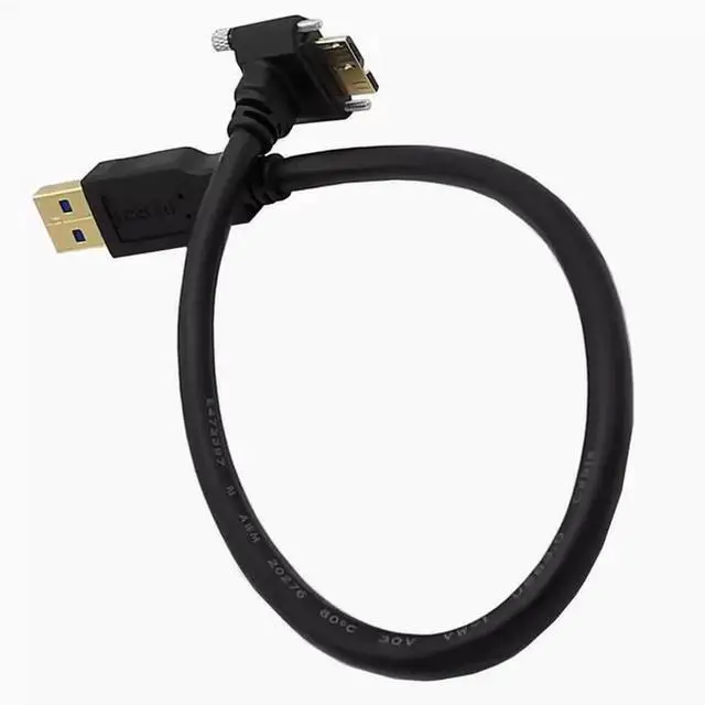 Alt view image 2 of 4 - Elbow industrial camera data cable USB3.0 turn Micro B up and down left and right bend with screw lock high-speed 5Gbps 3m Left Angle
