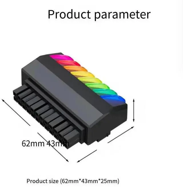 Alt view image 4 of 4 - 24PIN computer motherboard power supply cable steering head 24-pin right Angle connector cable 5V ARGB synchronous light bend White