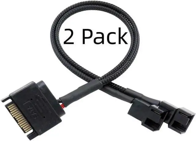 Main image of 15Pin to 3Pin / 4Pin Computer Cooling Fan Splitter Hub Converter Adapter PWM Temperature Power Cable( 27cm/10.5 inches-2 Pack) 2 Port