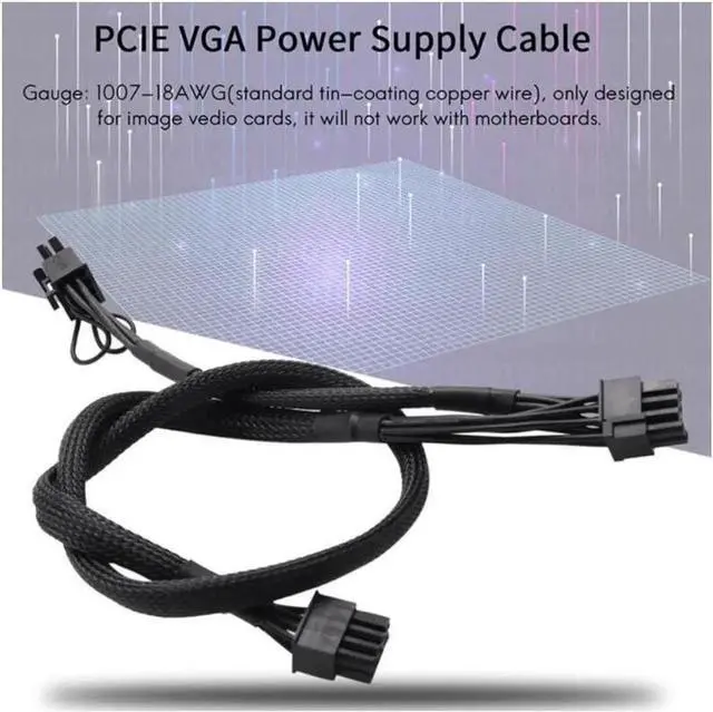 Alt view image 2 of 5 - PCIe 8Pin to Dual 8Pin(6+2Pin) GPU Cable Sleeved 60+20CM 18AWG For Seasonic PRIME All Series PSU GX/PX/TX/Snow Silent/Gold/Ultra Gold/Platinum/Ultra Platinum/Ultra Titanium