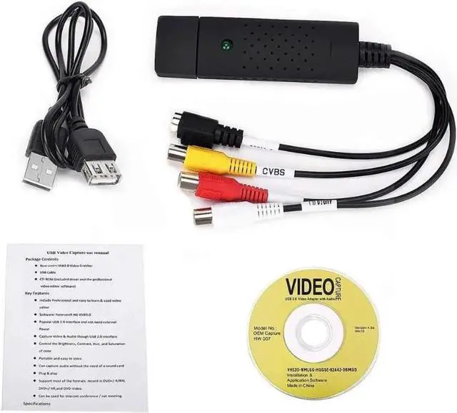 Alt view image 6 of 6 - USB Video Capture Converter, Digitize and Edit Video, VCR VHS to DVD, Analog Video to Digital PC for Windows 7 8 10