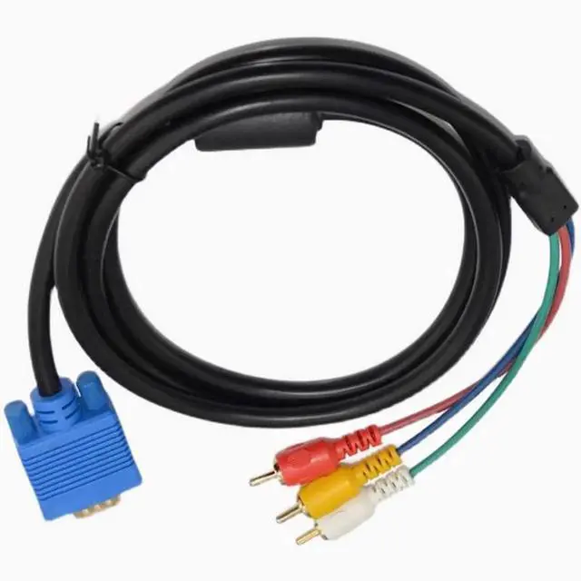 Alt view image 2 of 5 - Copper core wire VGA 15P male /3RCA male nickel-plated color difference Computer TV projector connection wire single magnetic ring