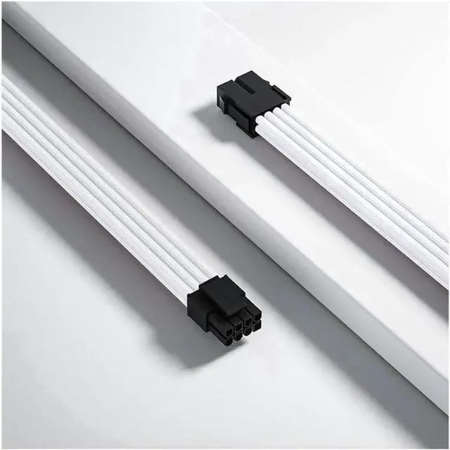 Alt view image 5 of 7 - Mod Sleeved Cable, White Power Supply Cable Extension Kit, 24PIN ATX, 4+4 PIN EPS, Dual 6+2 PIN PCIE, 6 PIN PCI-E