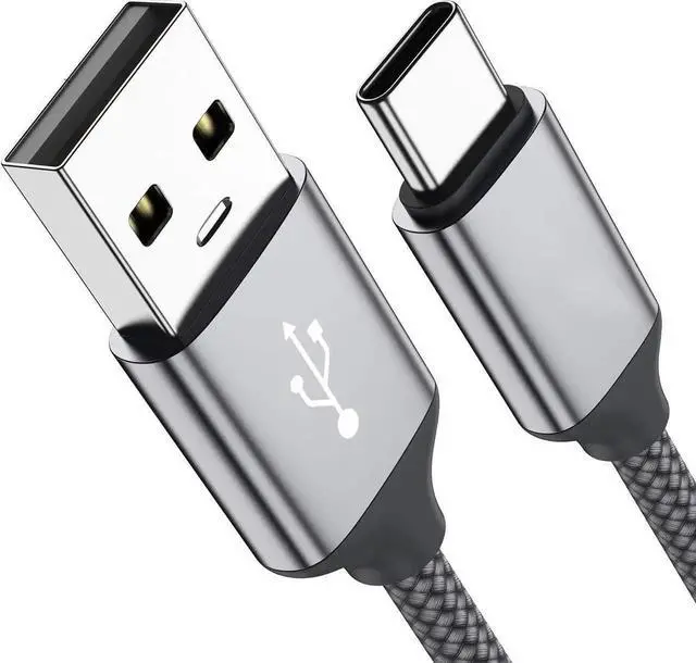 Main image of USB Type C Cable,USB A to USB C 2.4A Fast Charging (3.3ft 2-Pack) Braided Charge Cord Compatible with Samsung Galaxy S10 S9 S8 Plus,Note 9 8,A11 A20 A51,LG G6 G7 V30 V35,Moto Z2 Z3,USB C Charger(Grey)