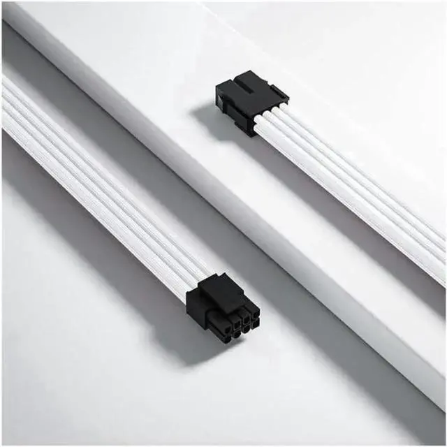 Alt view image 2 of 6 - Mod Sleeved Cable, White Power Supply Cable Extension Kit, 30CM long with cable comb ,1x24PIN ATX, 1x4+4 PIN EPS,2x Dual 6+2 PIN PCIE