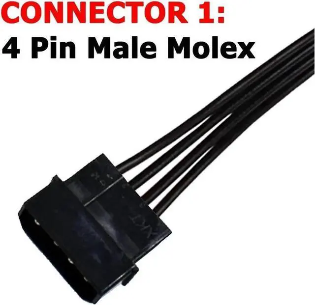 Alt view image 4 of 4 - Molex IDE 4 Pin Male to 15 Pin Female SATA Power Converter Adapter Cable Hard Drive HDD SSD Power Extension Cable 24 inches (2 Pack)