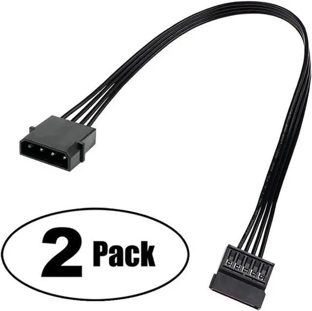 Main image of Molex IDE 4 Pin Male to 15 Pin Female SATA Power Converter Adapter Cable Hard Drive HDD SSD Power Extension Cable 24 inches (2 Pack)