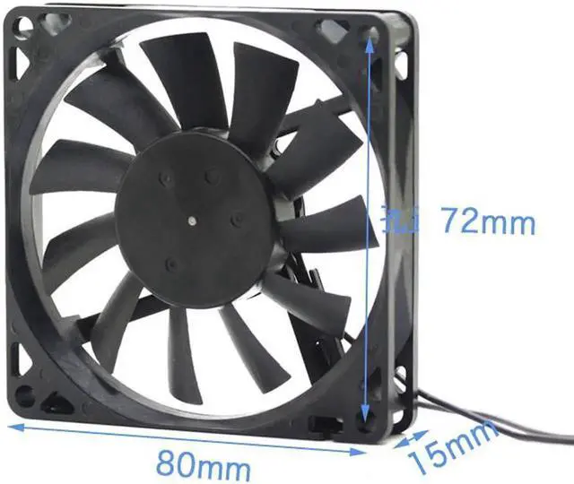 Alt view image 3 of 5 - 80mm Slim Mute Silent Cooling Fan 8cm,for Nidec 8015 80X80X15mm DC 12V 0.09A DJT80RBAS3-S04 2400RPM