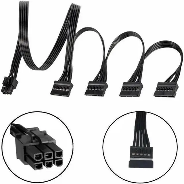 Alt view image 5 of 6 - Original Seasonic 4 SATA Straight HDD SSD Power Cable for Sea-sonic FOCUS PLUS 1000W 850W 750W 650W 550W GOLD Modular Power Unit