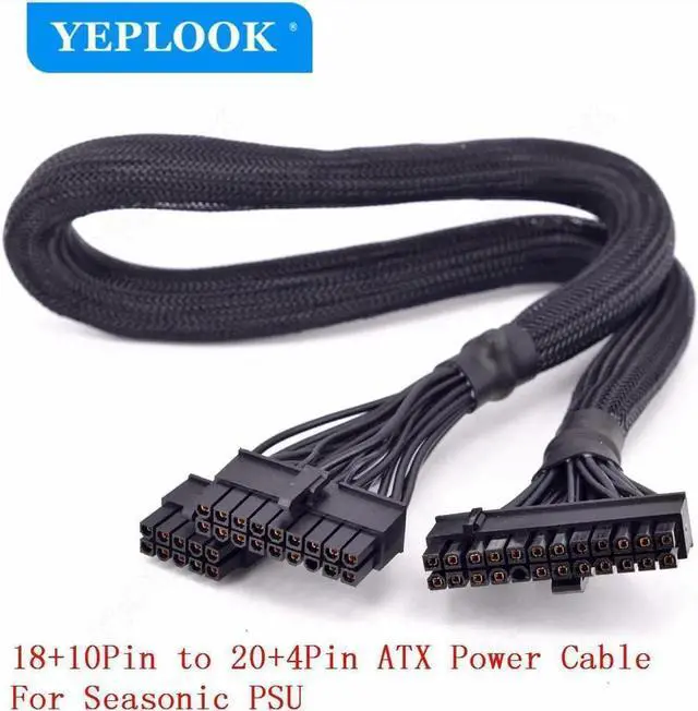 Main image of 18Pin+10Pin to 24Pin 20+4Pin Power Supply Cable Sleeved 60CM For Sea-sonic FOCUS PLUS GOLD/Platinum/PX/GX/SGX 1000W, 850W, 750W, 650W, 550W, 450W
