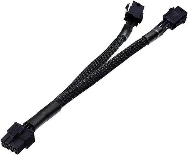 Main image of Dual 6 Pin Female to 8 Pin Male GPU Power Adapter Cable Braided Sleeved 9 inches