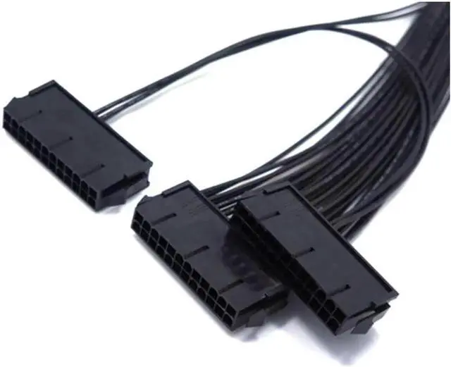 Alt view image 2 of 6 - 24Pin Dual PSU Power Extension Cable PC Three Power Supply Synchronization Cable Connector 12.6 Inches / 32cm