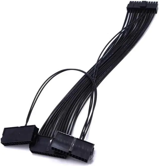 Alt view image 4 of 6 - 24Pin Dual PSU Power Extension Cable PC Three Power Supply Synchronization Cable Connector 12.6 Inches / 32cm