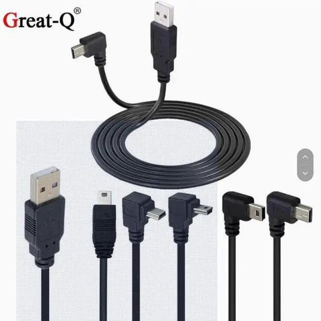 Main image of USB2.0 hard disk digital camera phone data cable T-port AM-Mini 5P up and down left and right bend 90°3 meters upbending 1m