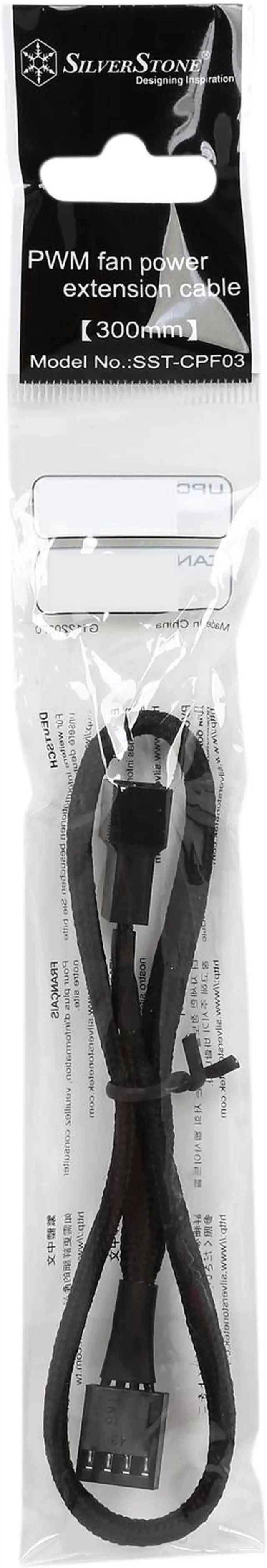 Alt view image 2 of 3 - Silverstone All Black Sleeved PWM Fan Power Extension Cable (CPF03)