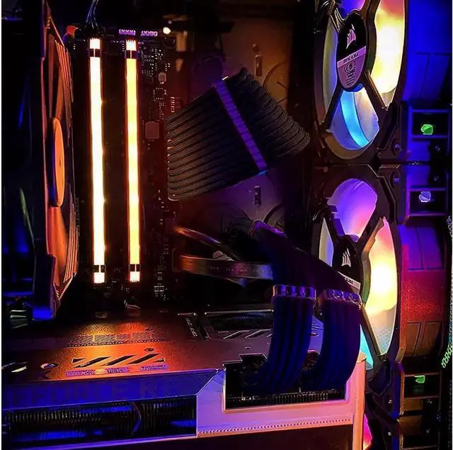 Alt view image 6 of 6 - Power Supply Sleeved Cable, Extension PC Kit, 18AWG 24Pin ATX / 8 (4+4) Pin EPS / 8 (6+2) Pin PCI-E Power Supply PSU Cable with Combs, 30CM Black