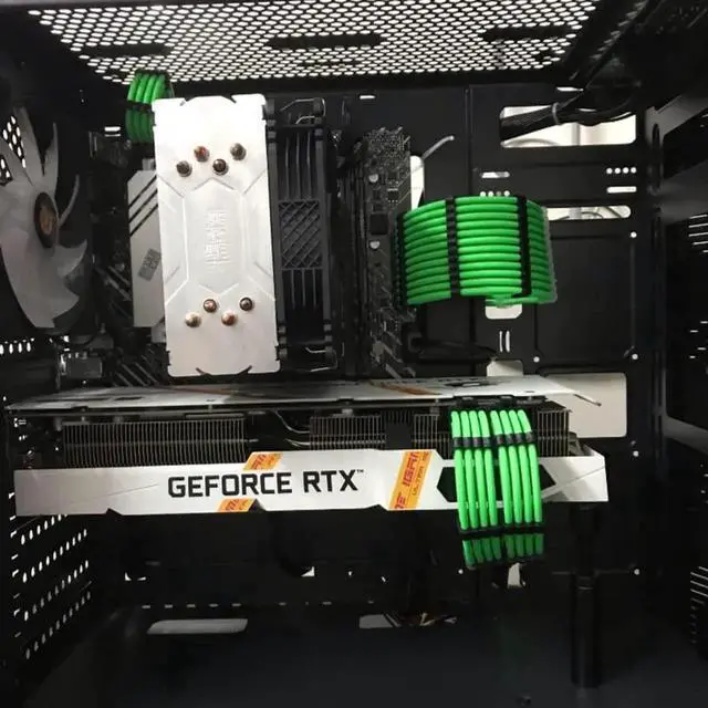 Alt view image 2 of 5 - PSU Cable Extension Kit 30CM Length with Combs,1x24Pin/2x8Pin(4+4) EPS/3x8Pin(6P+2P) PCI-E/PC Sleeved for ATX Power Supply,(Green)
