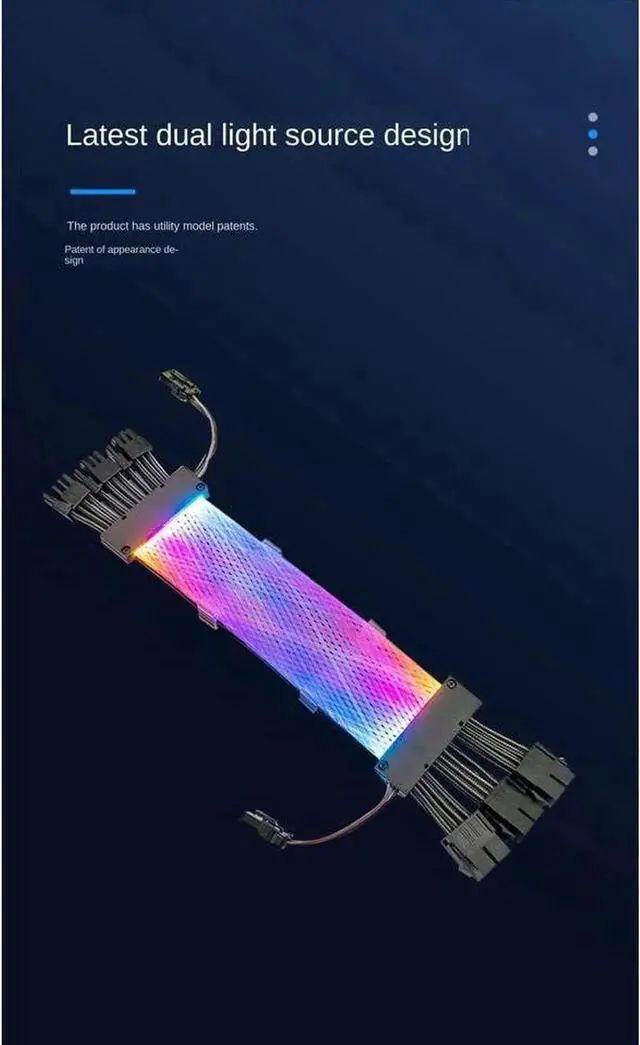 Alt view image 6 of 7 - ARGB Power Graphics Card Cable Power Extension Cable,ATX Chassis Power Connector Extension Cable,Dual Light Source 8Pin Male to Female Adapter Cable,18AWG 41 * 0.16 Tinned Wire,3*8Pin Mesh Synchronous
