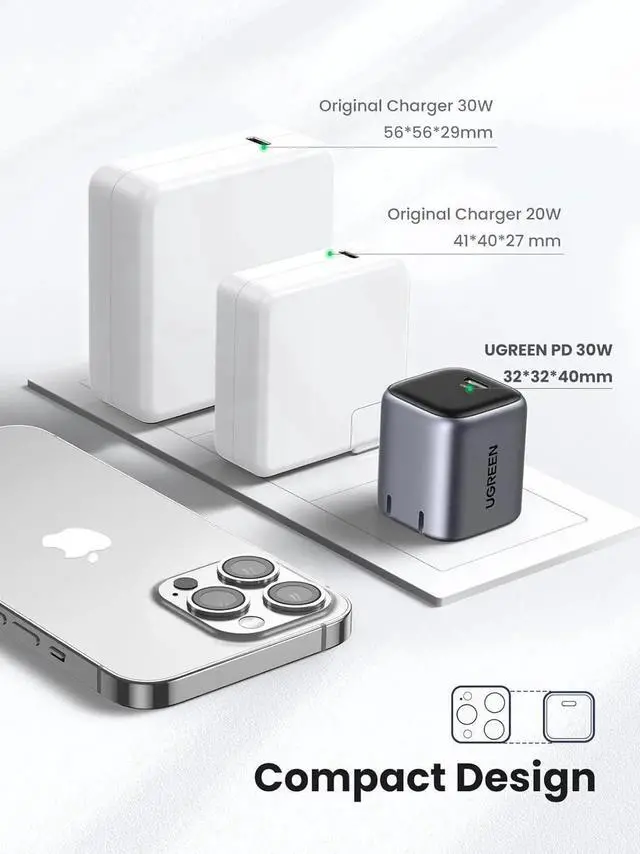 Alt view image 2 of 6 - 30W USB C Charger Nexode Foldable GaN PPS Compact Fast Wall Charger Block USB-C Power Adapter for iPhone 16/15/14/13 Galaxy S24 Ultra/S23 (Black)