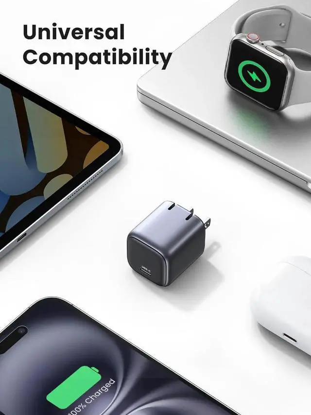 Alt view image 5 of 6 - 30W USB C Charger Nexode Foldable GaN PPS Compact Fast Wall Charger Block USB-C Power Adapter for iPhone 16/15/14/13 Galaxy S24 Ultra/S23 (Black)
