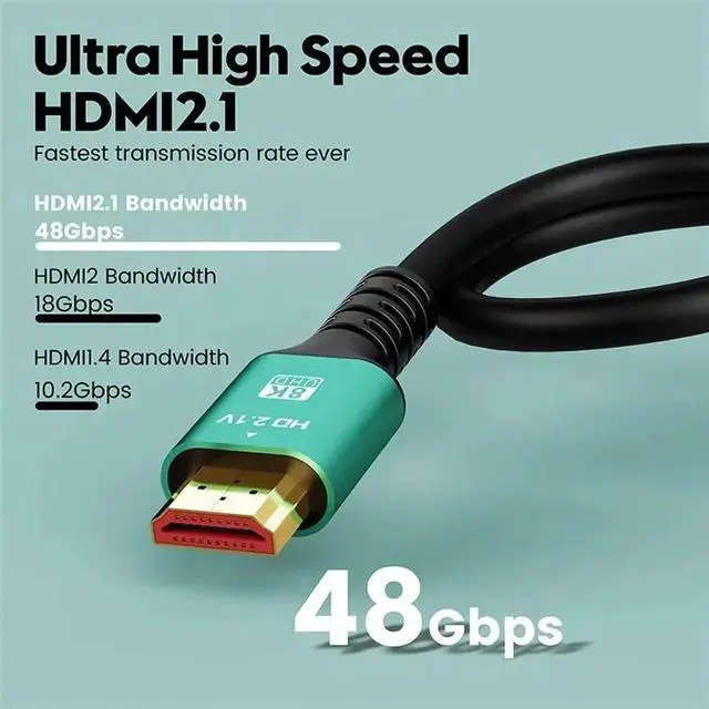 Alt view image 5 of 7 - [3.3FT 2-Pack] 8K HDMI 2.1 Cable, 48Gbps Certified High Speed HDMI Cord (8K@60Hz, 4K@120Hz) HDCP 2.2&2.3, DTS:X, eARC,HDR10, Dynamic HDR, Compatible with Laptop Monitor UHD TV PS5 PS4 Dolby -Green