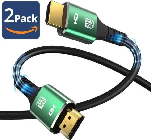 Main image of [3.3FT 2-Pack] 8K HDMI 2.1 Cable, 48Gbps Certified High Speed HDMI Cord (8K@60Hz, 4K@120Hz) HDCP 2.2&2.3, DTS:X, eARC,HDR10, Dynamic HDR, Compatible with Laptop Monitor UHD TV PS5 PS4 Dolby -Green