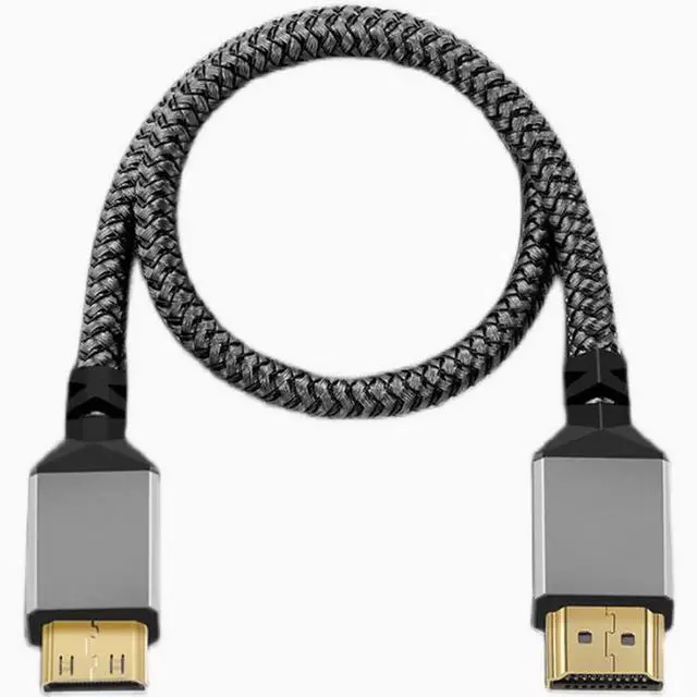 Alt view image 2 of 3 - mini hdmi to hdmi 2.0 4k HDTV computer data transmission Gray aluminum shell braided wire a-c
