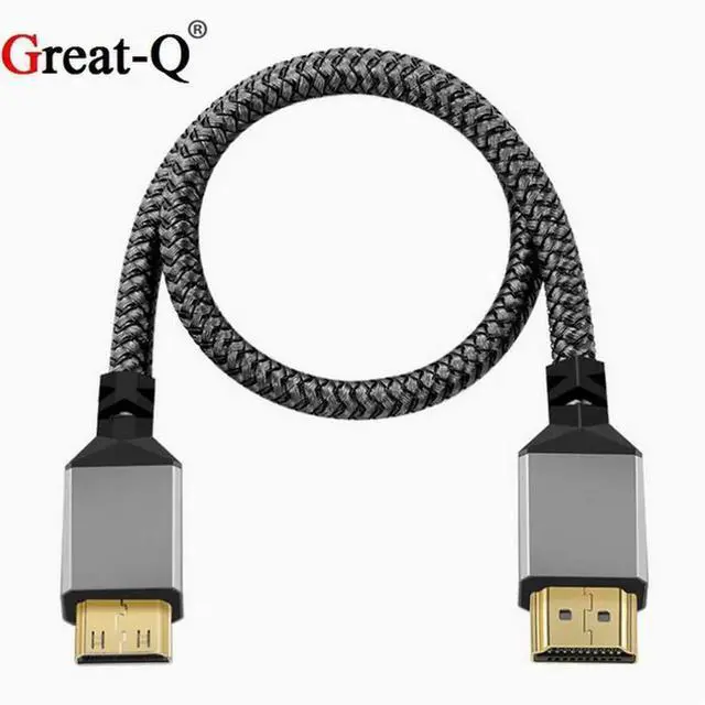Main image of mini hdmi to hdmi 2.0 4k HDTV computer data transmission Gray aluminum shell braided wire a-c