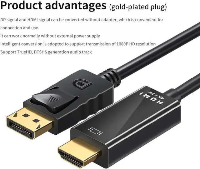Alt view image 4 of 7 - [6ft] 4K@60Hz 1080P DP to HDMI HD Cable Converter Cable Adapter For Laptop PC TV Box Monitor Display Port DisplayPort to HDMI Video Cable