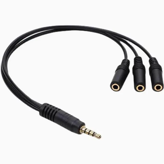 Alt view image 3 of 4 - Audio cable one minute three extension cable 4 level 4 DC3.5 male stereo divided into 3 DC3.5 female stereo 50cm
