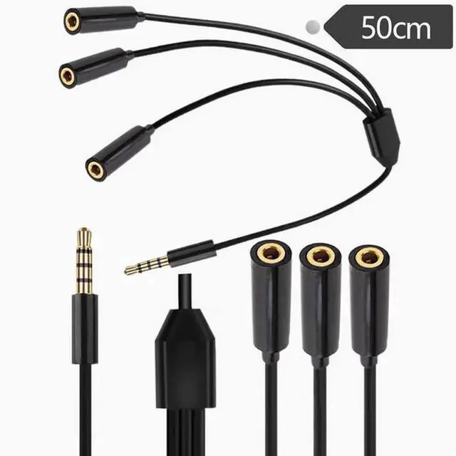 Main image of Audio cable one minute three extension cable 4 level 4 DC3.5 male stereo divided into 3 DC3.5 female stereo 50cm