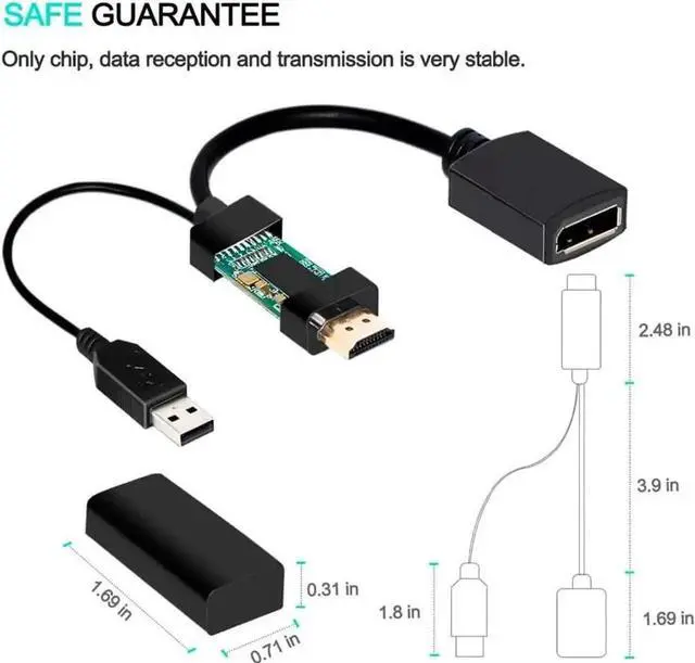 Alt view image 5 of 7 - 4K 60Hz HDMI to DisplayPort Video Adapter w/USB Power - HDMI 2.0 (Male) to DP 1.2 (Female) Active Monitor Converter